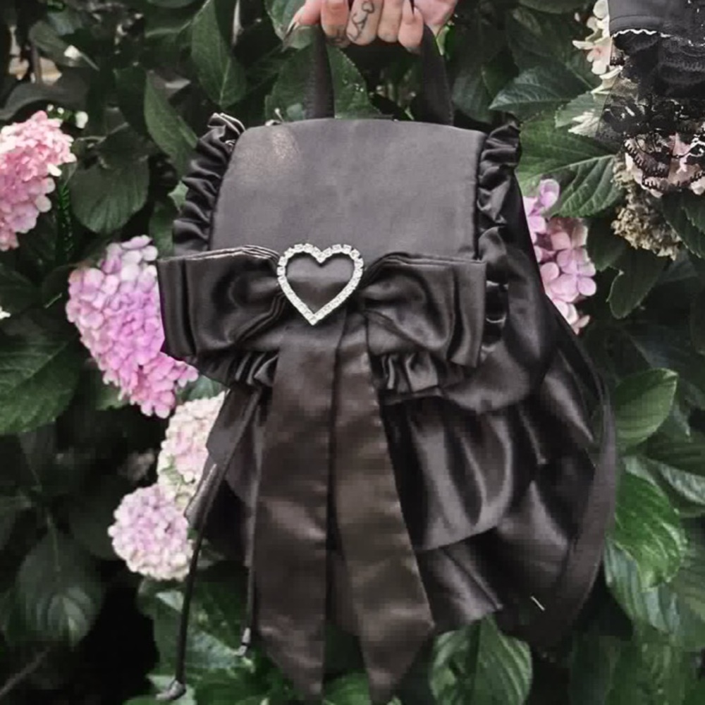Sugar Thrillz Black Ruffles Backpack Shoulder Bag Purse NWT